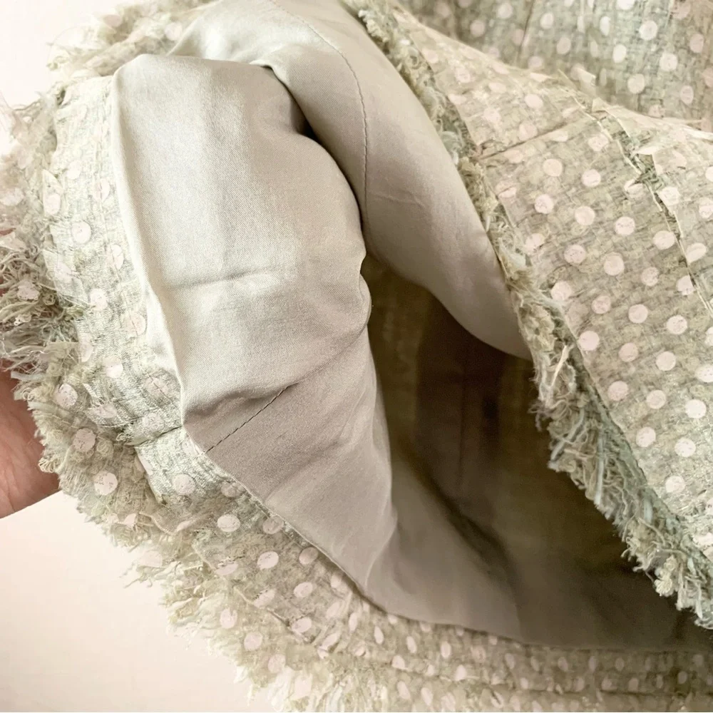 New Chanel pastel green tweed ribbon skirt
